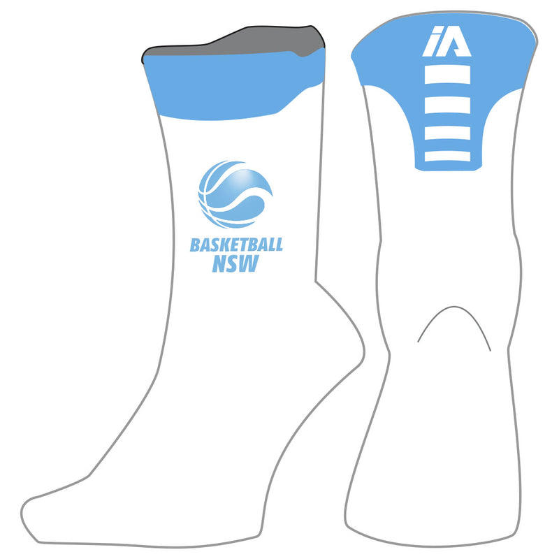 Basketball NSW Elite Socks - White/Blue