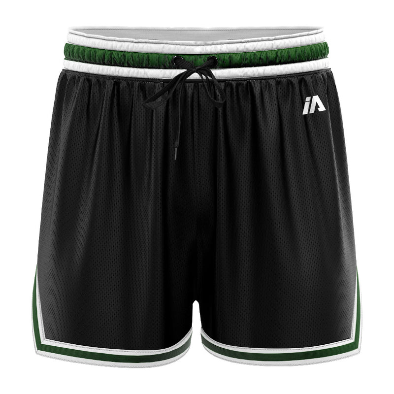 iAthletic Casual Basketball Shorts Womens - Black/Green/White