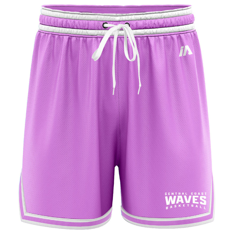Central Coast Waves 'Shootaround' Casual Shorts with Pockets - Pink/White