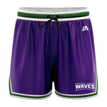 Central Coast Waves 'Shootaround' Casual Shorts with Pockets - Purple/Green/White