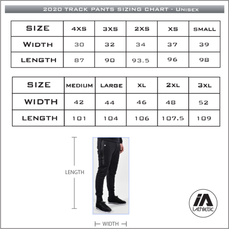Nike track 2025 pants size chart