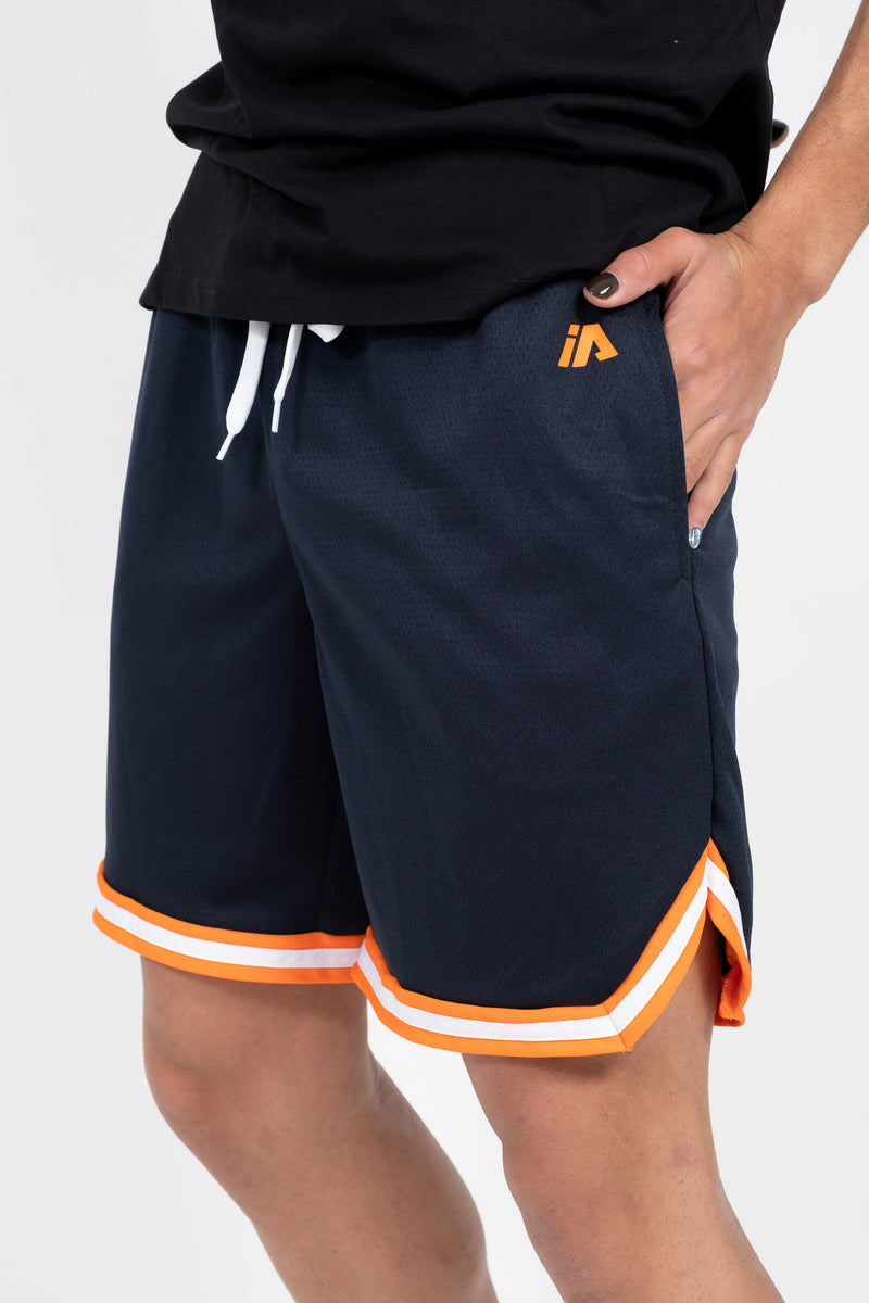 iAthletic Casual Basketball Shorts Mens - Navy/Orange
