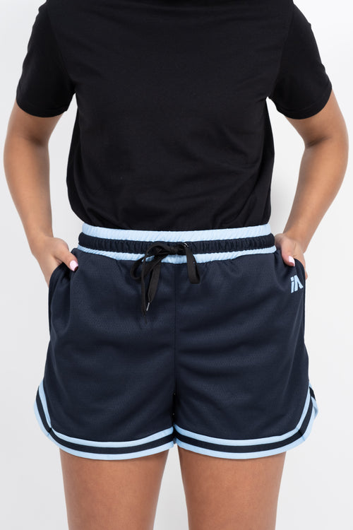 iAthletic Casual Basketball Shorts Womens - Navy/Sky Blue/White