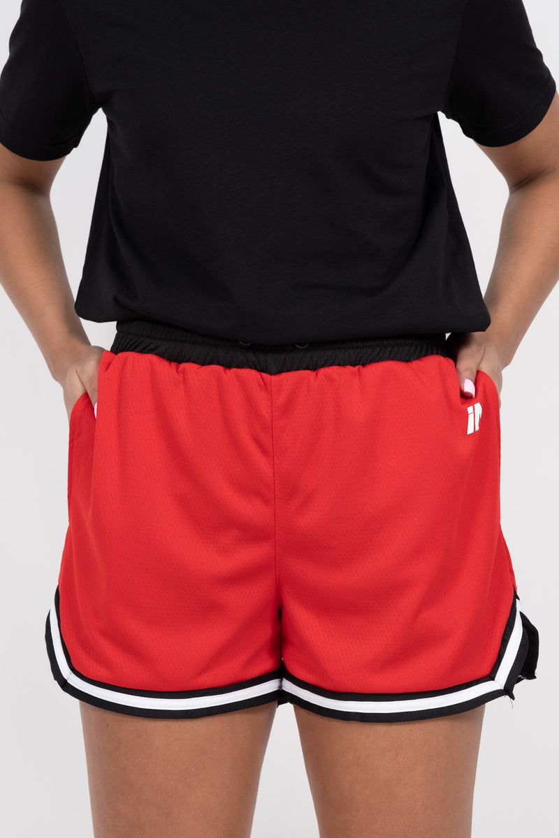 iAthletic Casual Basketball Shorts Womens - Red/Black
