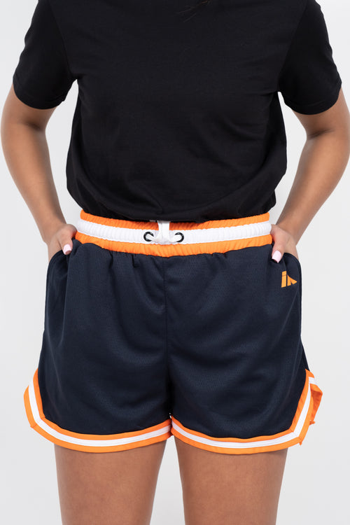 iAthletic Casual Basketball Shorts Womens - Navy/Orange