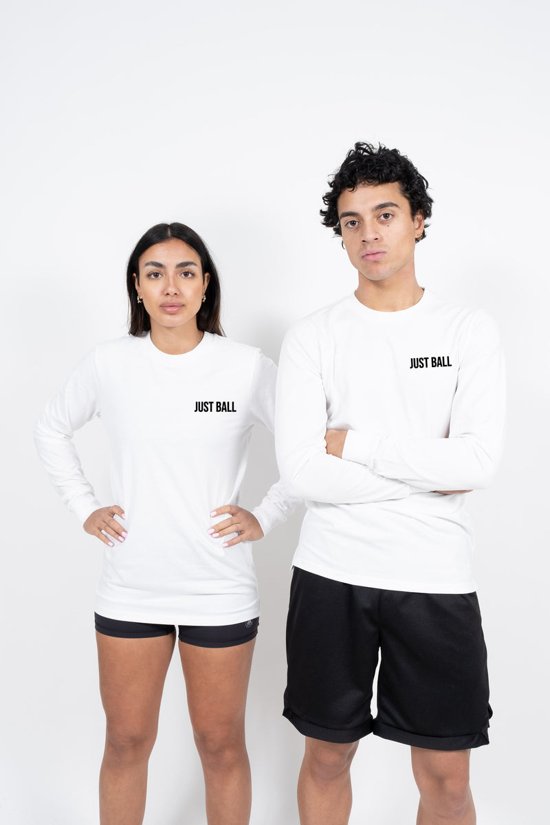 Just Ball Cotton Long Sleeve Tee Small Logo - White